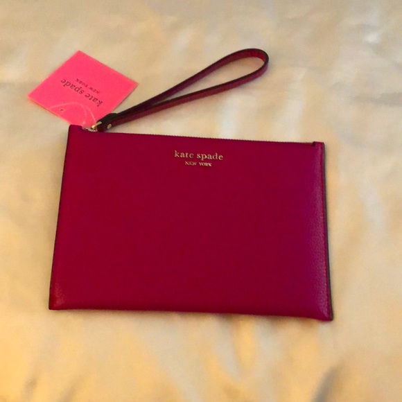 Kate Spade Roulette Pebbled Leather Small Saddle Bag Wristlet Anemone Pink NWT - Picture 1 of 12